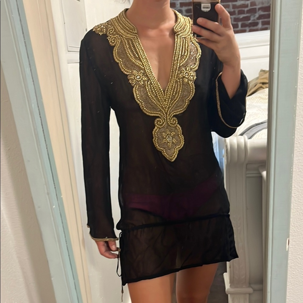 Runway swimwear 100% silk beach coverup